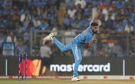 Mohammed Siraj bowls: India v Sri Lanka - ICC Men's Cricket World Cup India 2023